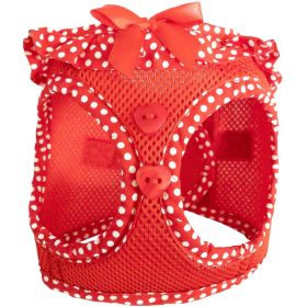 American River Choke Free Dog Harness (Color: Red Polka Dot Ruffle, size: large)