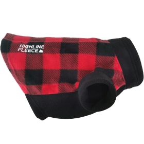 Highline Fleece Dog Coat (Color: Red and Black Plaid, size: Size 18)